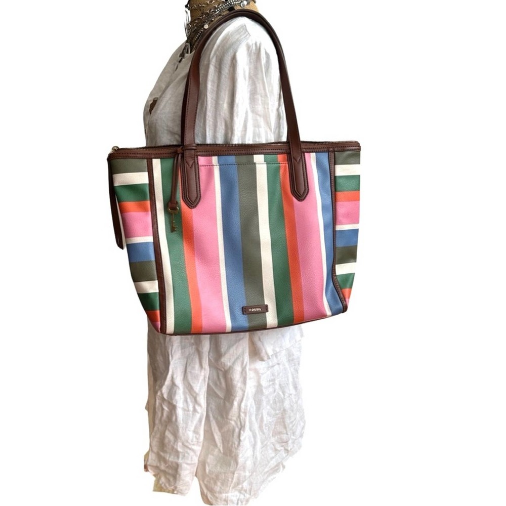 FOSSIL  Sydney Tote Bag Colorful Stripes - Picture 7 of 14